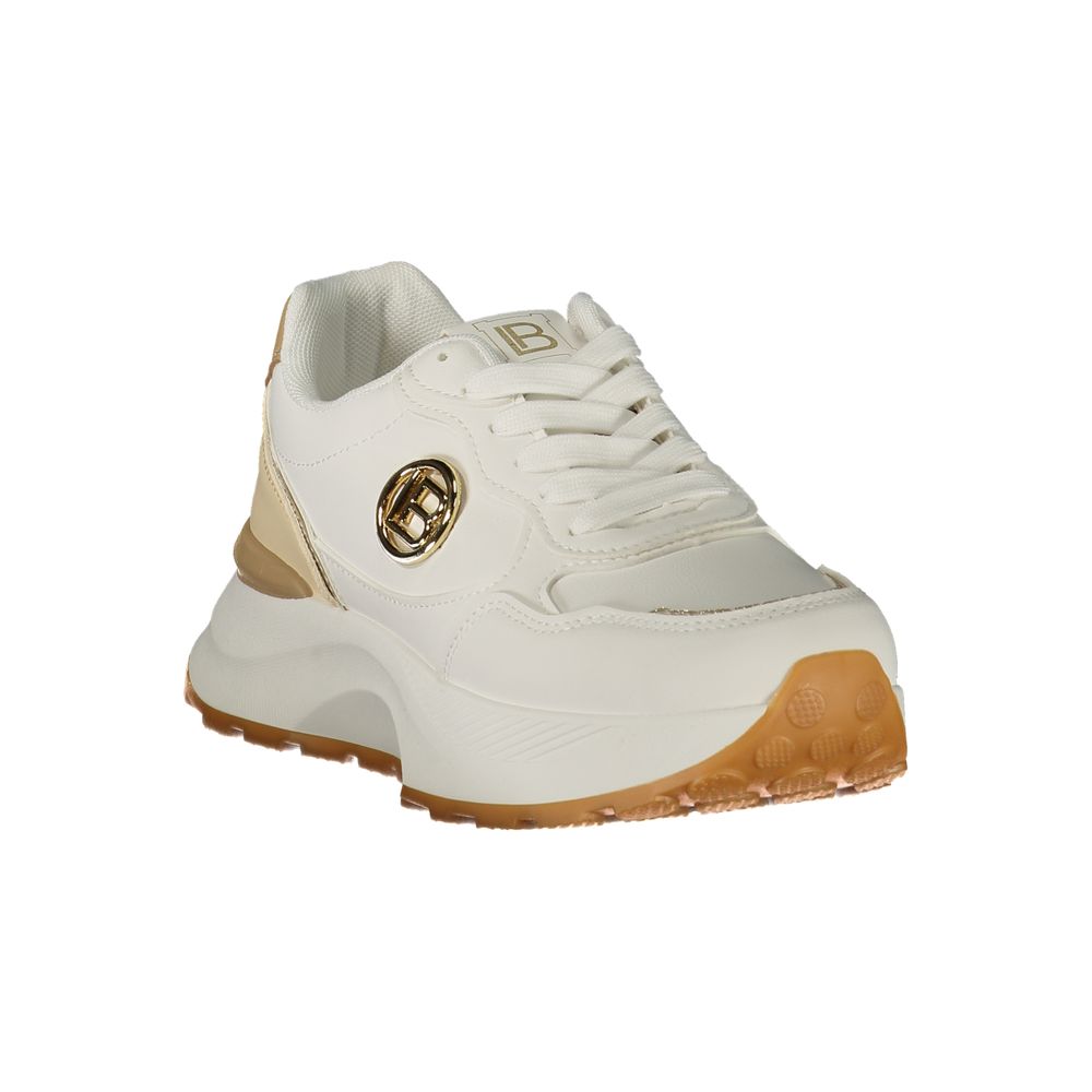 White Polyurethane Women Sneaker