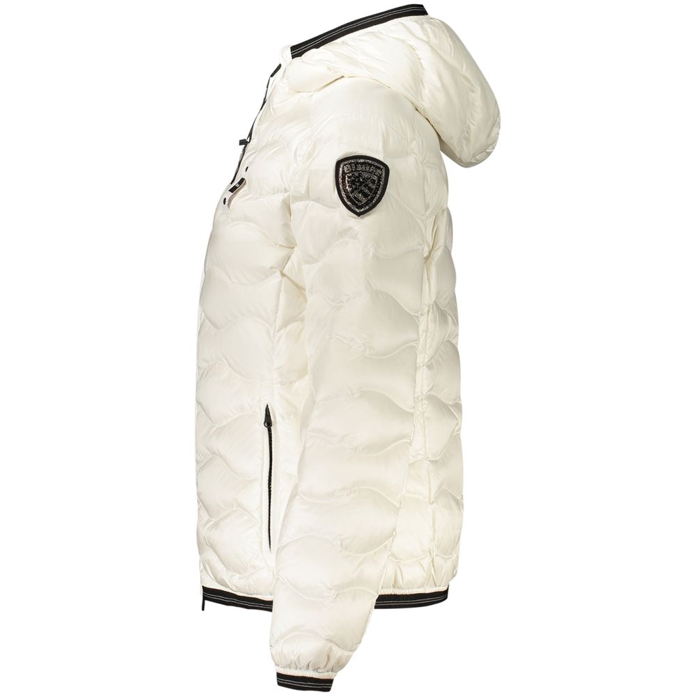 White Polyamide Women's Jacket with Hood
