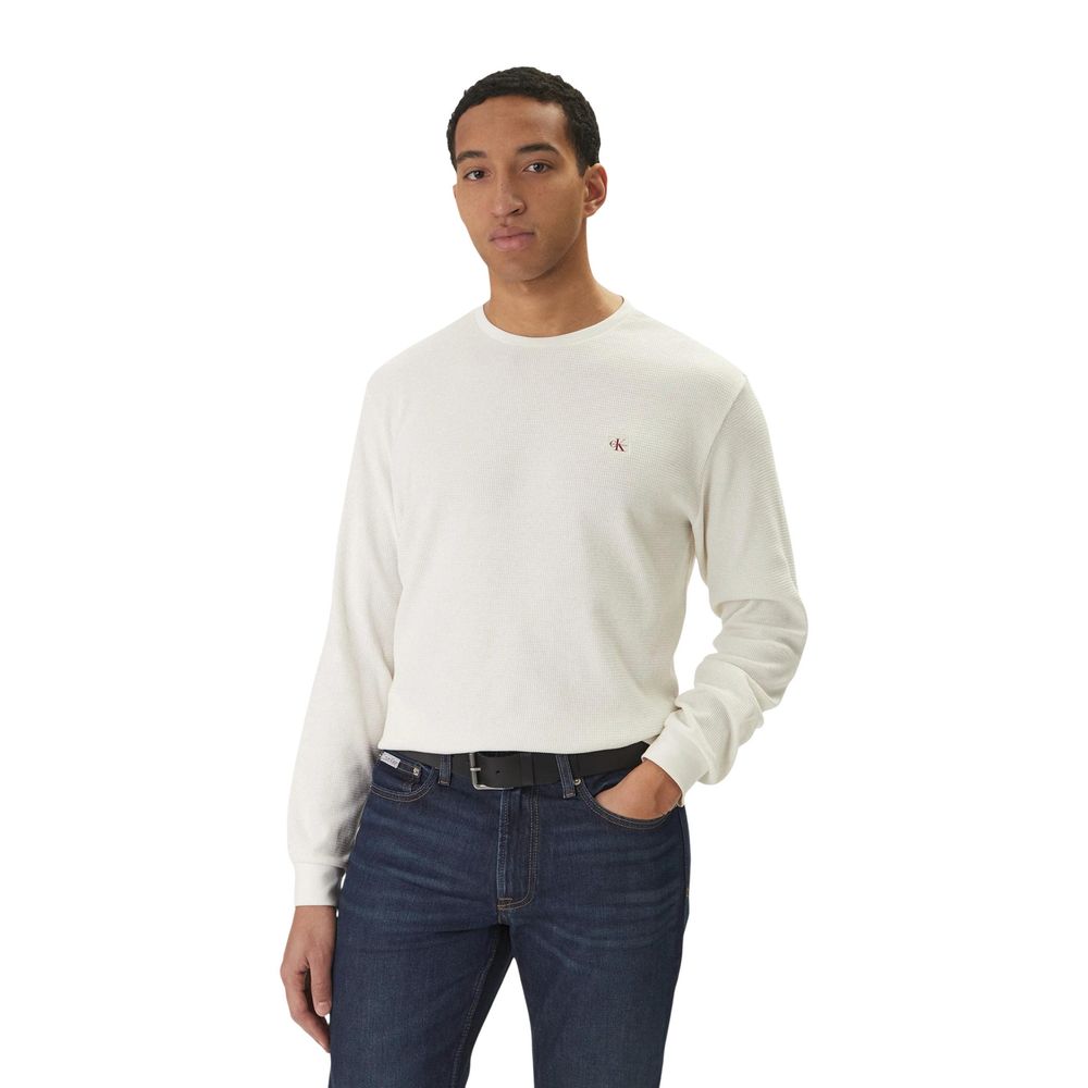 Beige Cotton Long Sleeve T-Shirt