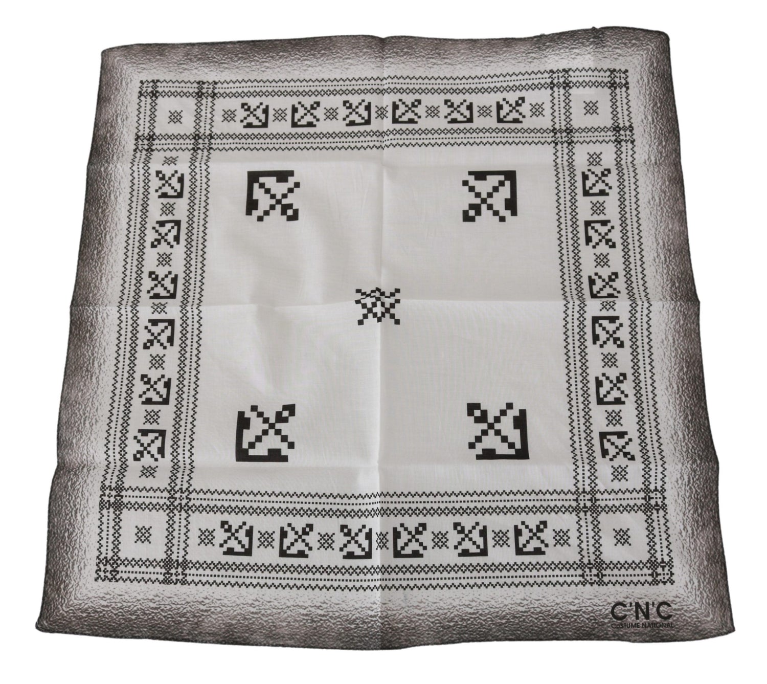 White Printed Bandana Cotton Scarf