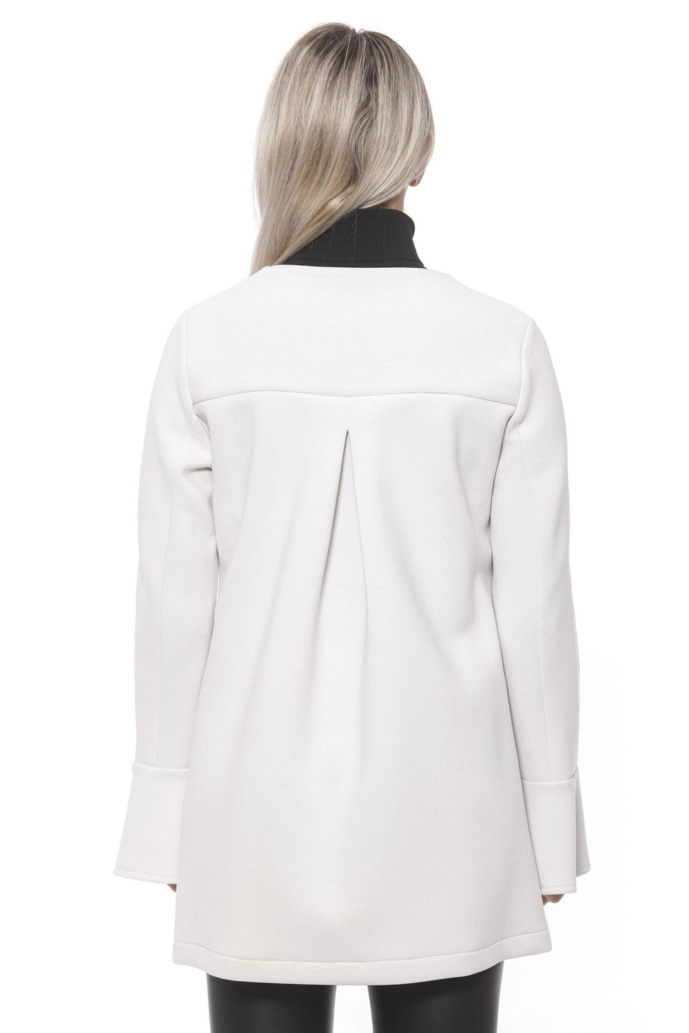 Elegant White Neoprene Woman Coat