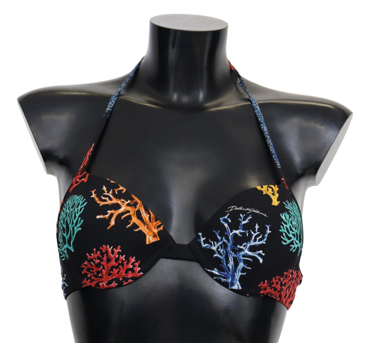 Black Corals Print Women Beachwear Bikini Tops