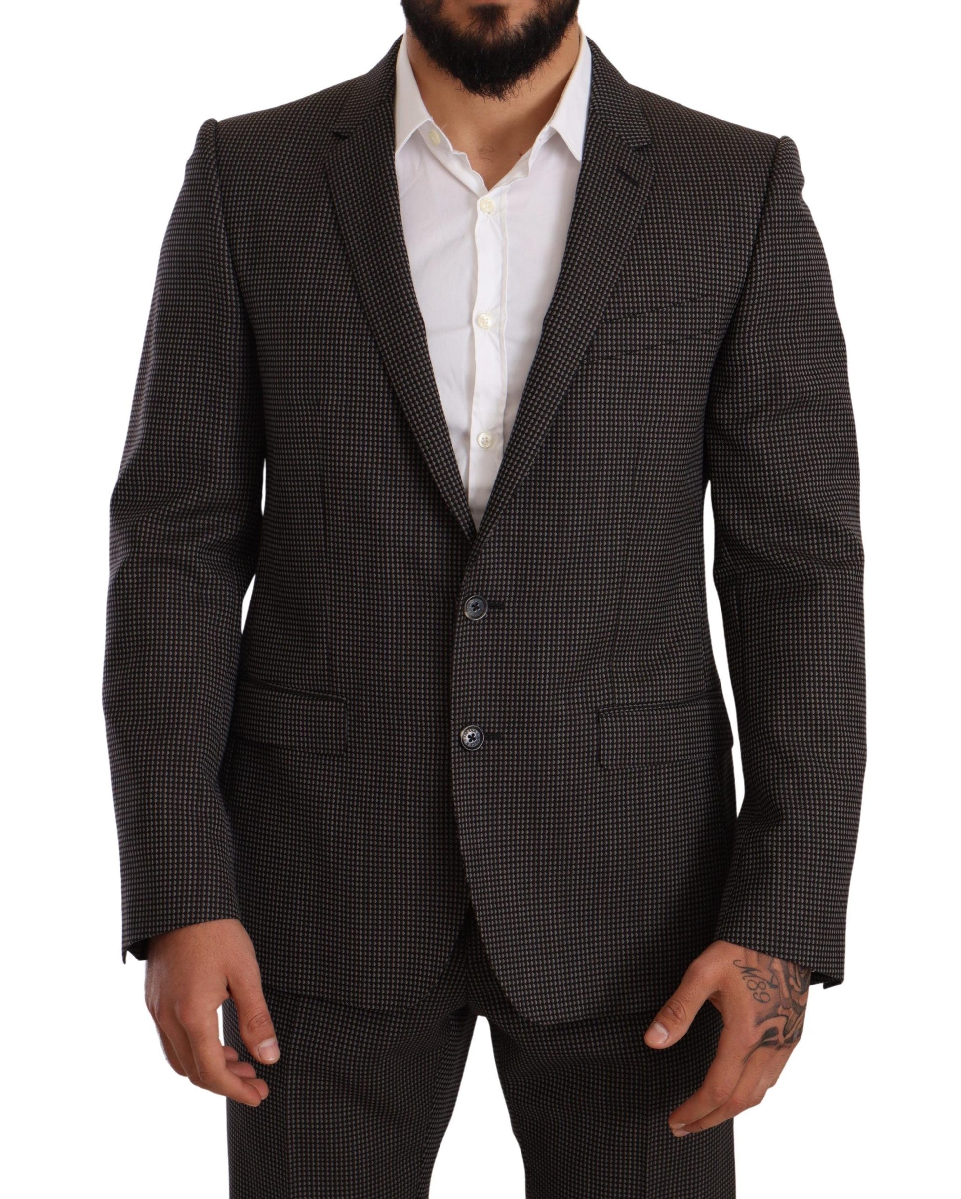 Black Fantasy Pattern Wool MARTINI Suit
