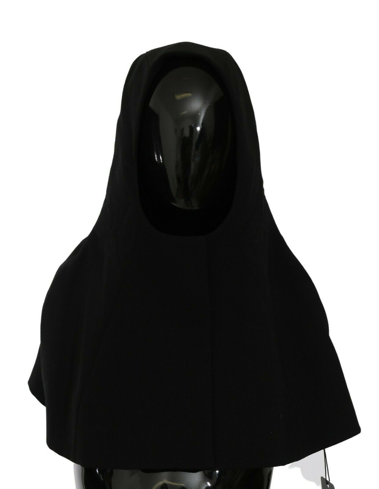 Black Wool Whole Head Hooded Scarf Hat