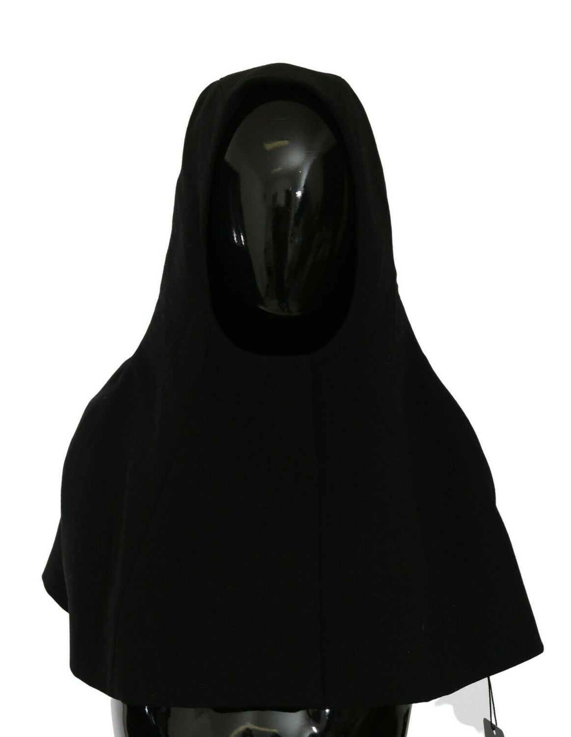 Black Wool Whole Head Hooded Scarf Hat