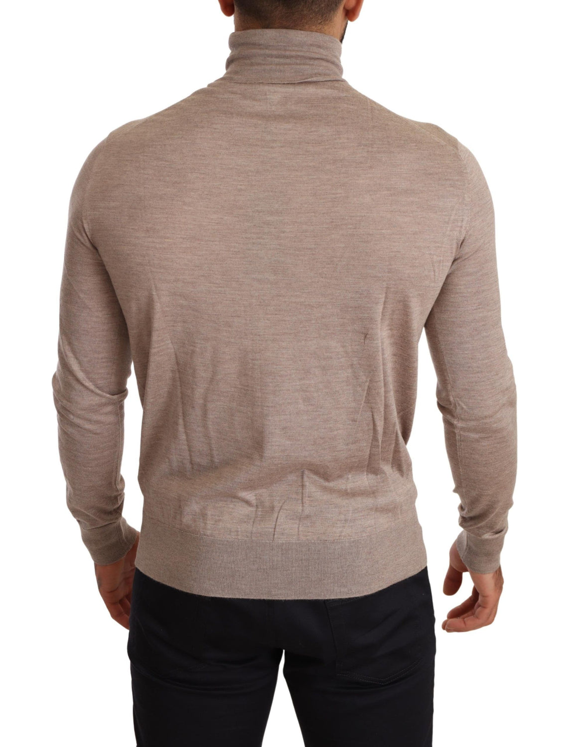 Beige Cashmere Turtleneck Pullover Sweater