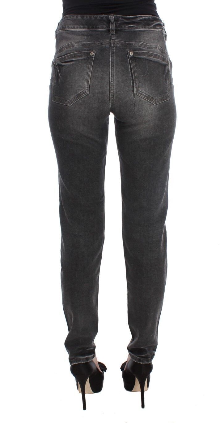 Gray Wash Cotton Blend Stretch Jeans Pants