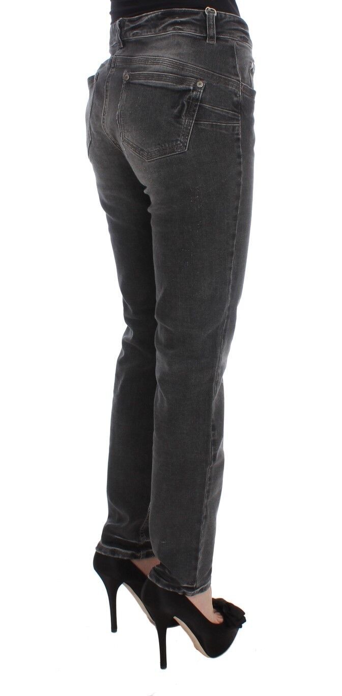 Gray Wash Cotton Blend Stretch Jeans Pants