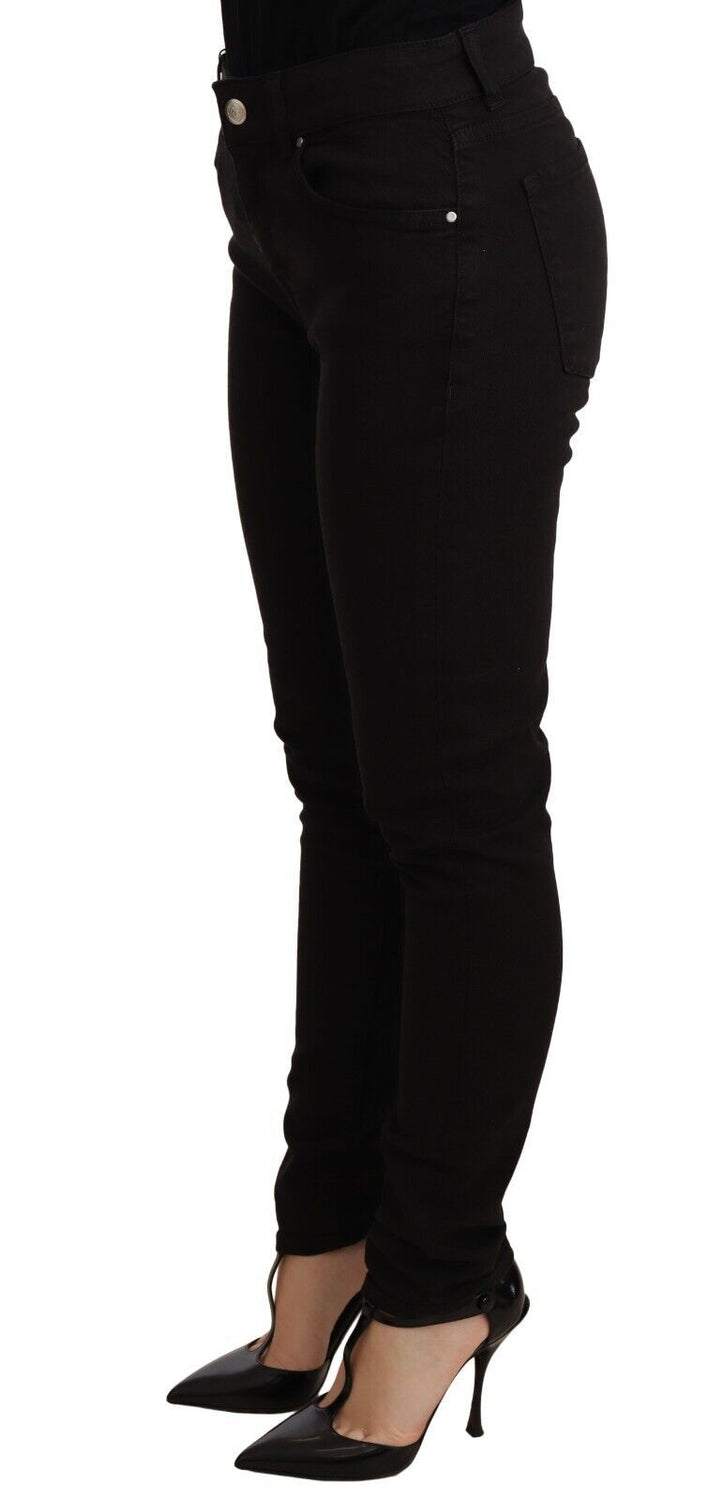 Black Skinny Denim Logo Cotton Stretch Jeans