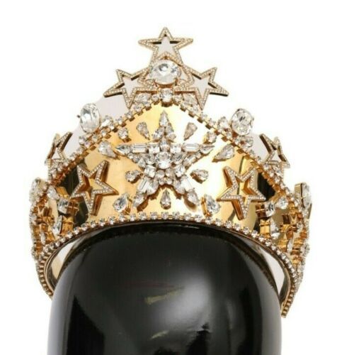 Gold Crystal Star STRASS Crown Logo Diadem Tiara