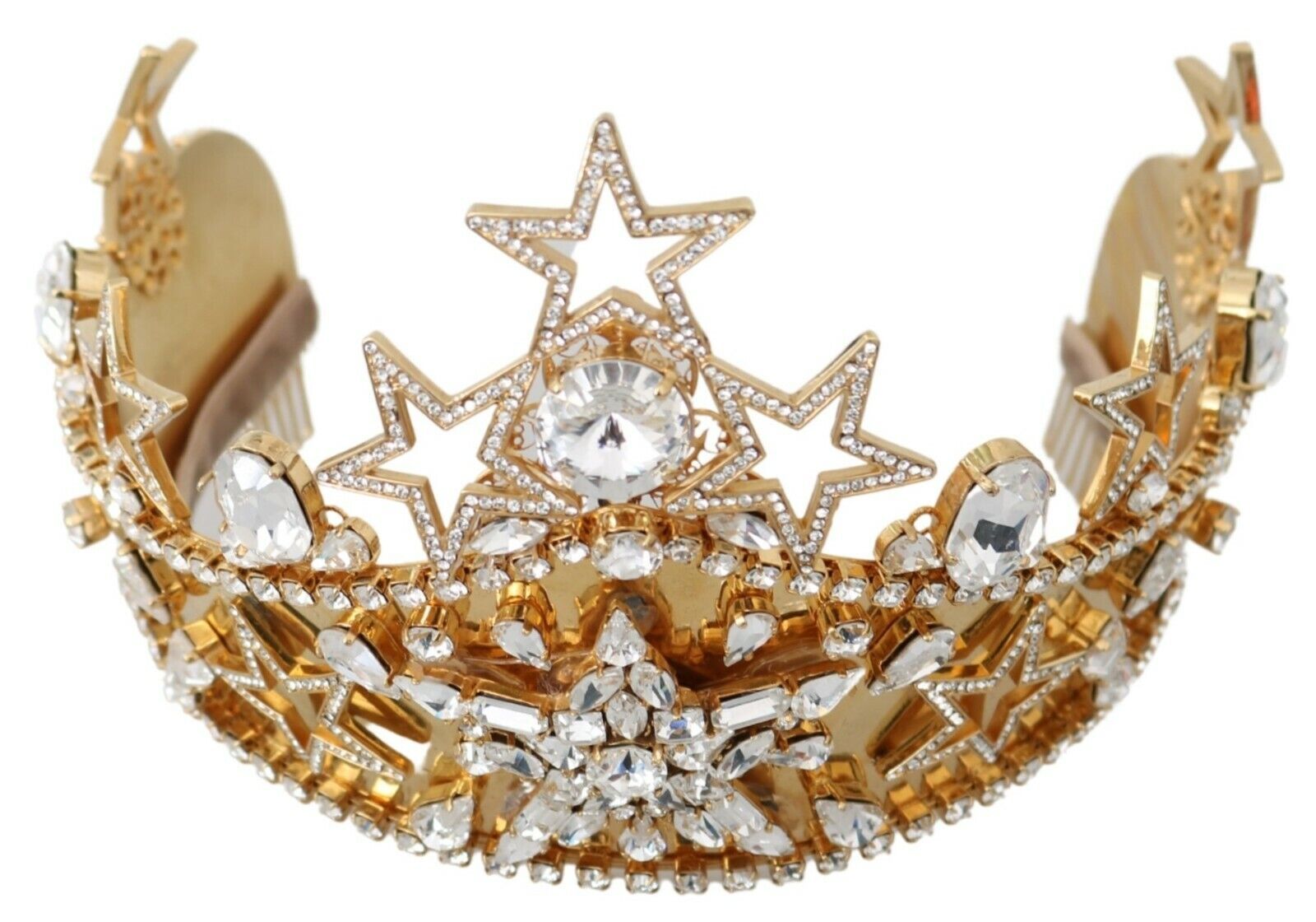 Gold Crystal Star STRASS Crown Logo Diadem Tiara