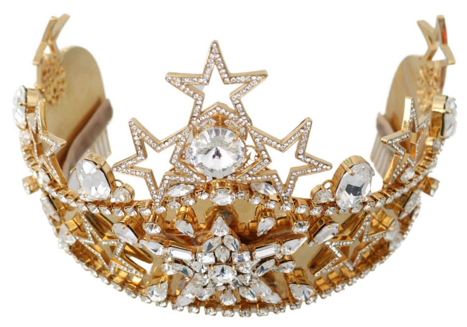 Gold Crystal Star STRASS Crown Logo Diadem Tiara