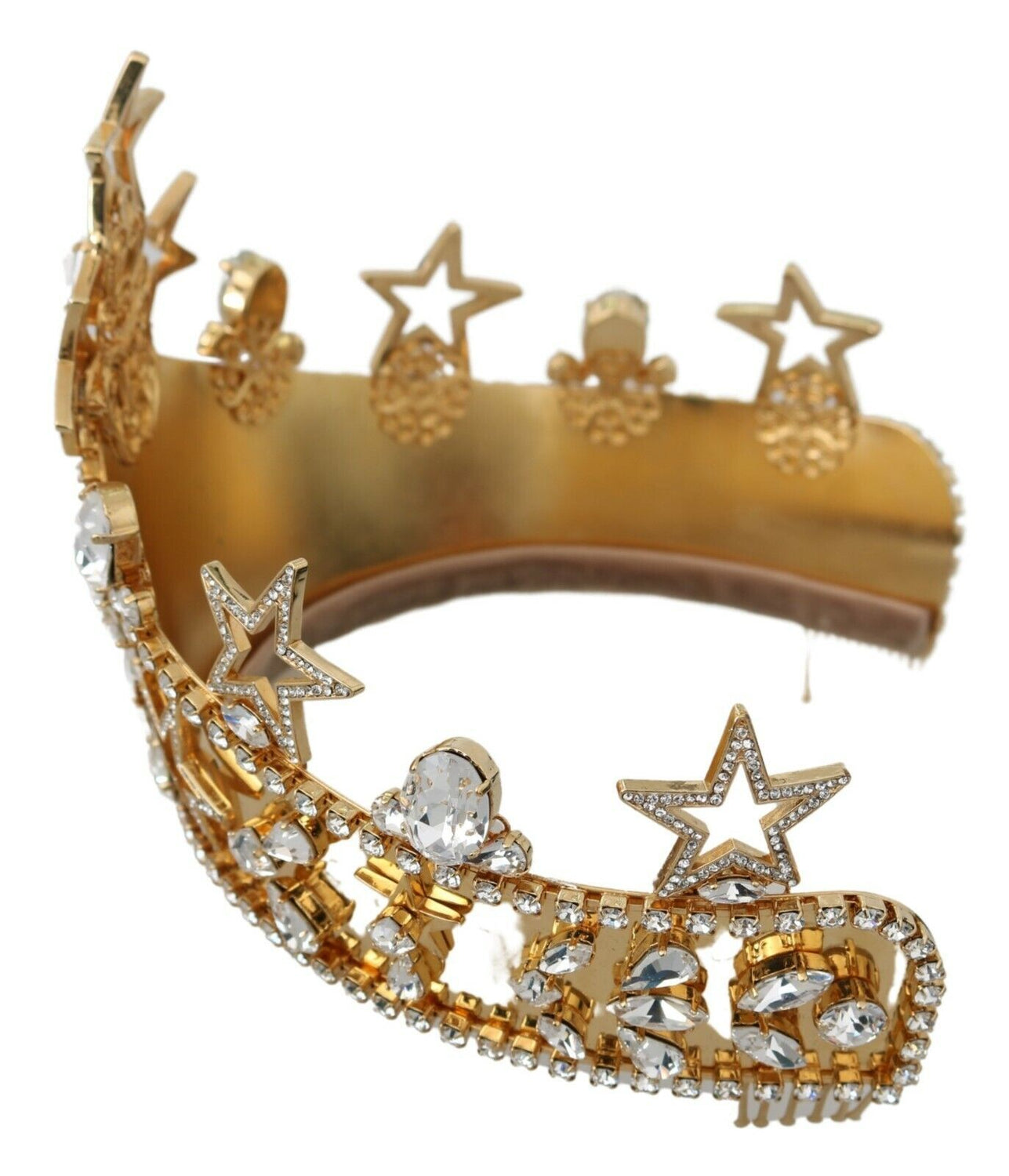 Gold Crystal Star STRASS Crown Logo Diadem Tiara