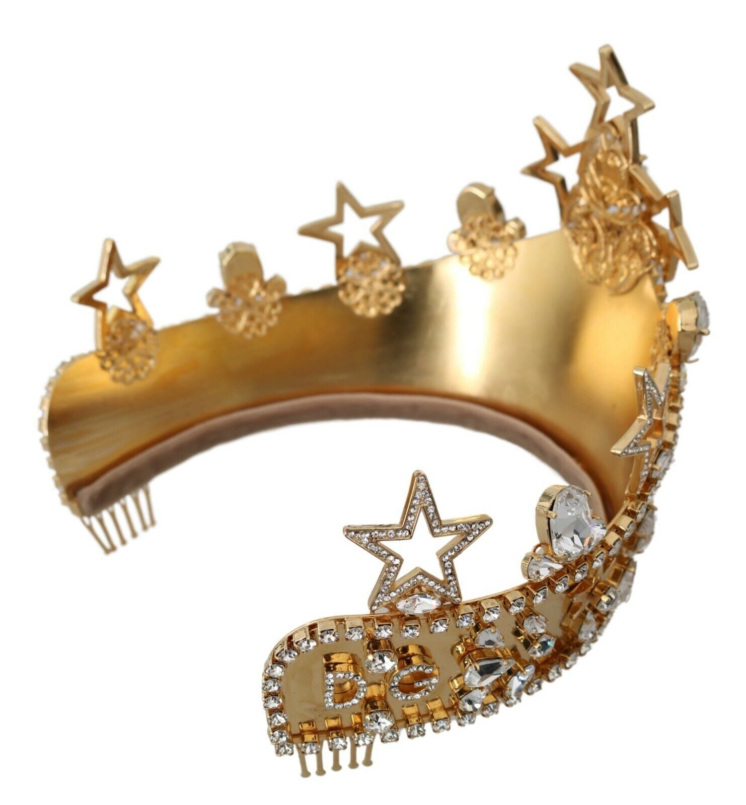 Gold Crystal Star STRASS Crown Logo Diadem Tiara