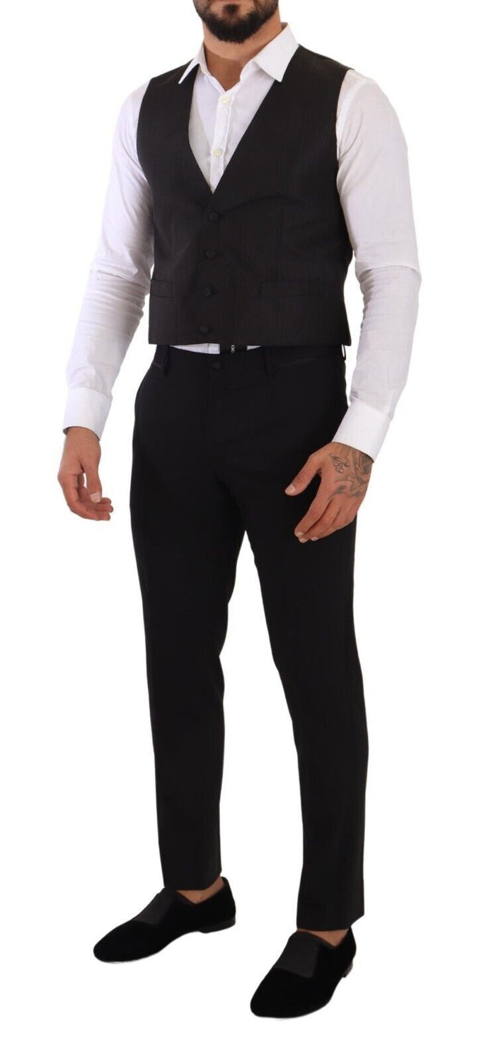 Gray Silk Slim Fit Waistcoat Formal Vest