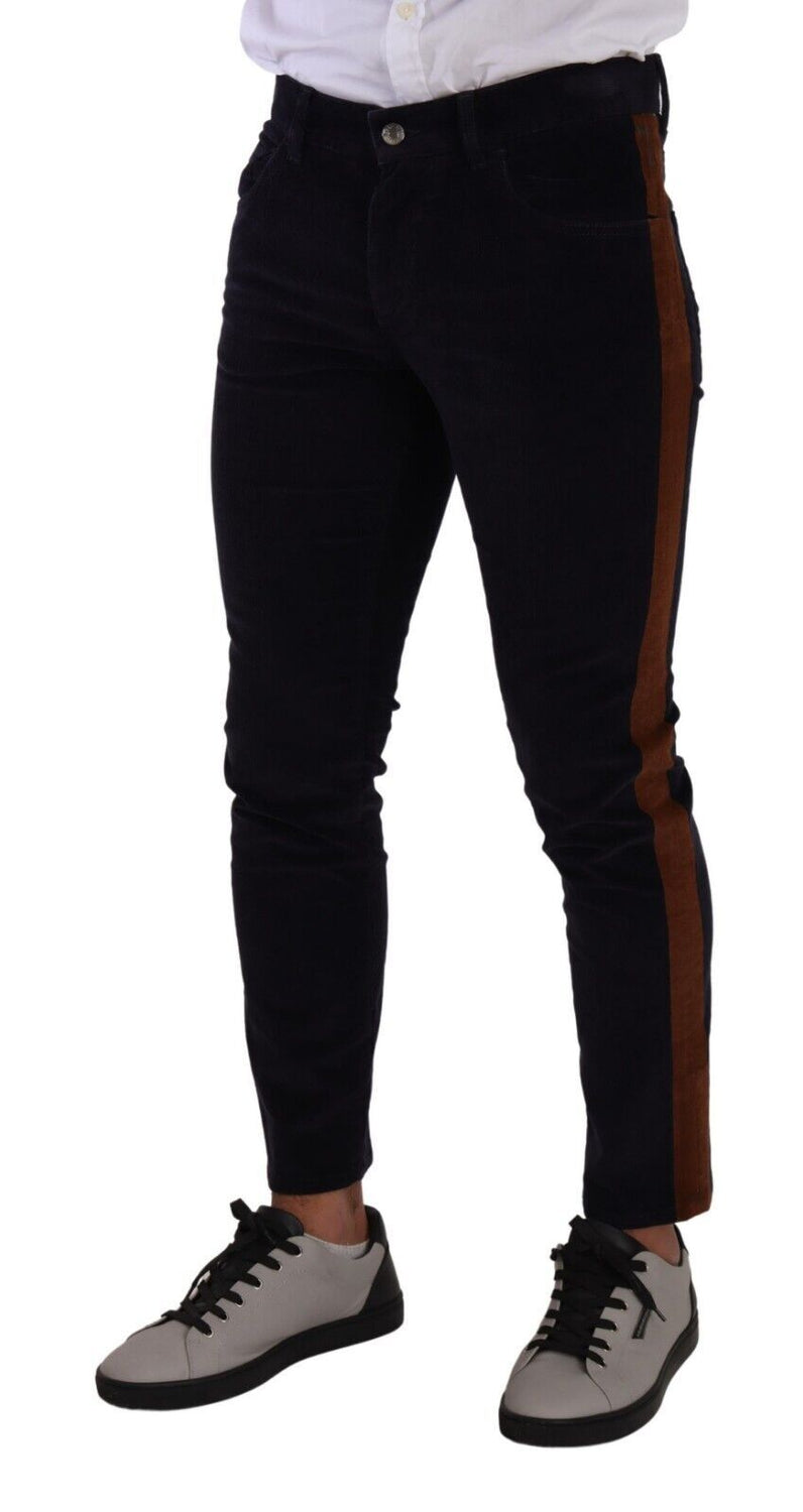 Blue Cotton Stretch Skinny Corduroy Jeans