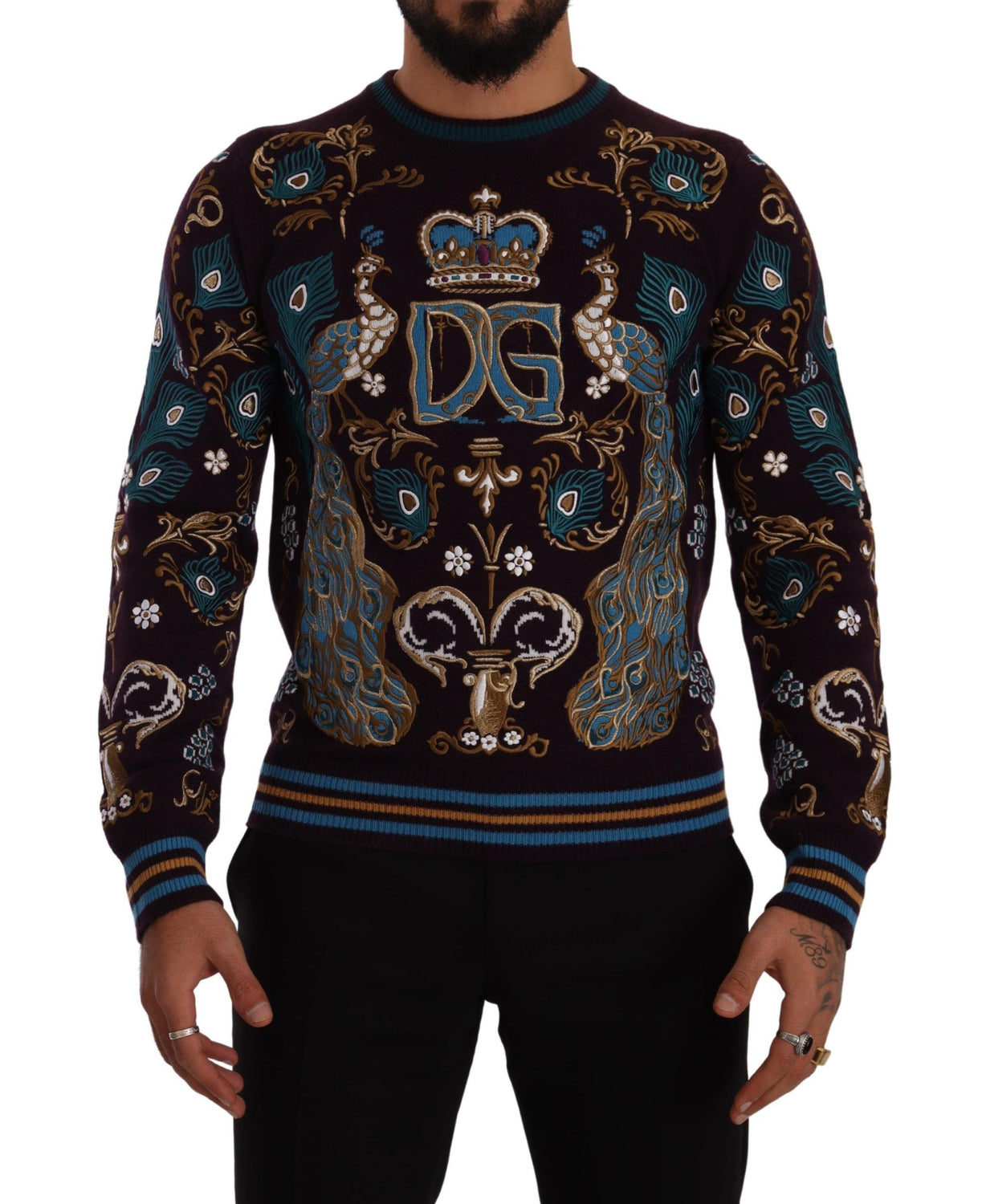 Bordeaux Cashmere DG Crown Embroidered Sweater
