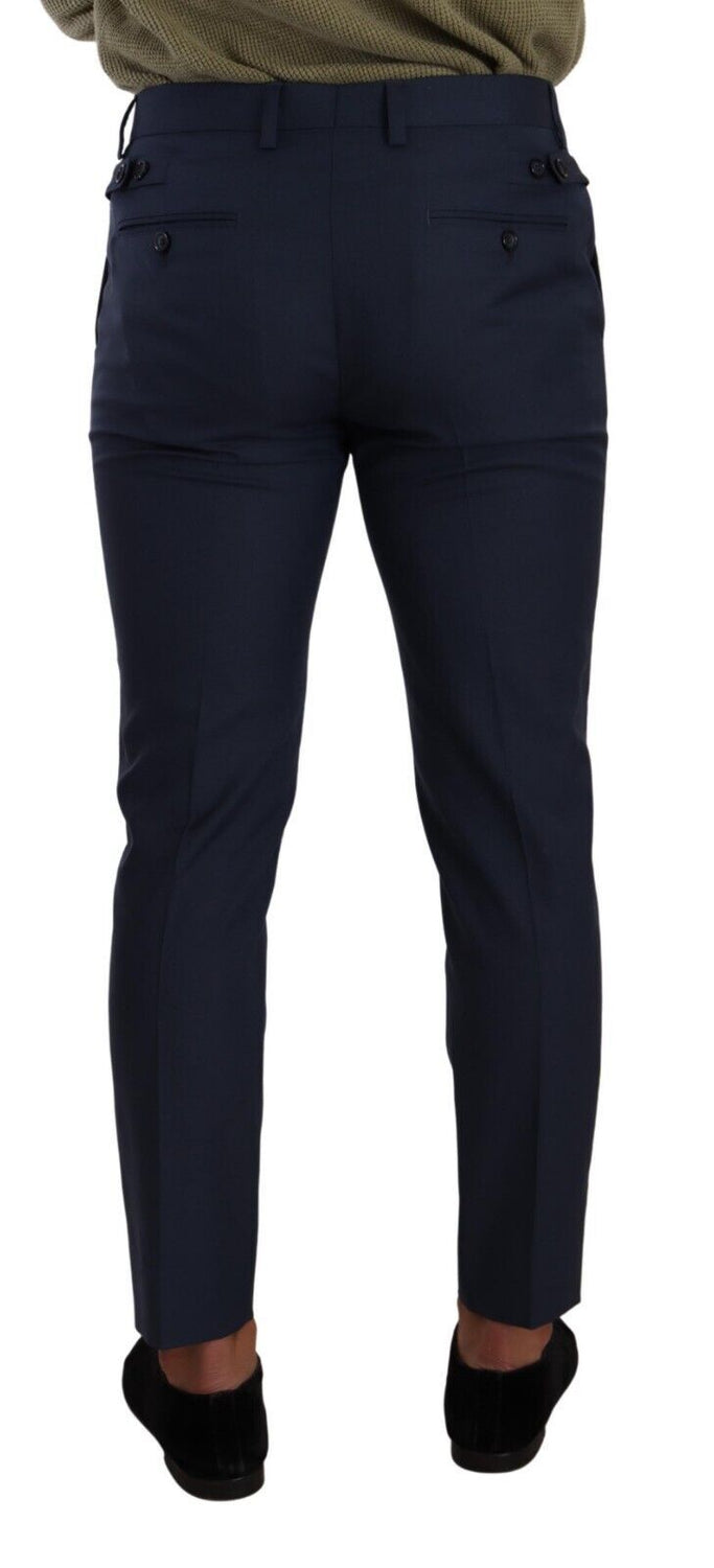 Dark Blue Wool Skinny Formal Dress Pants