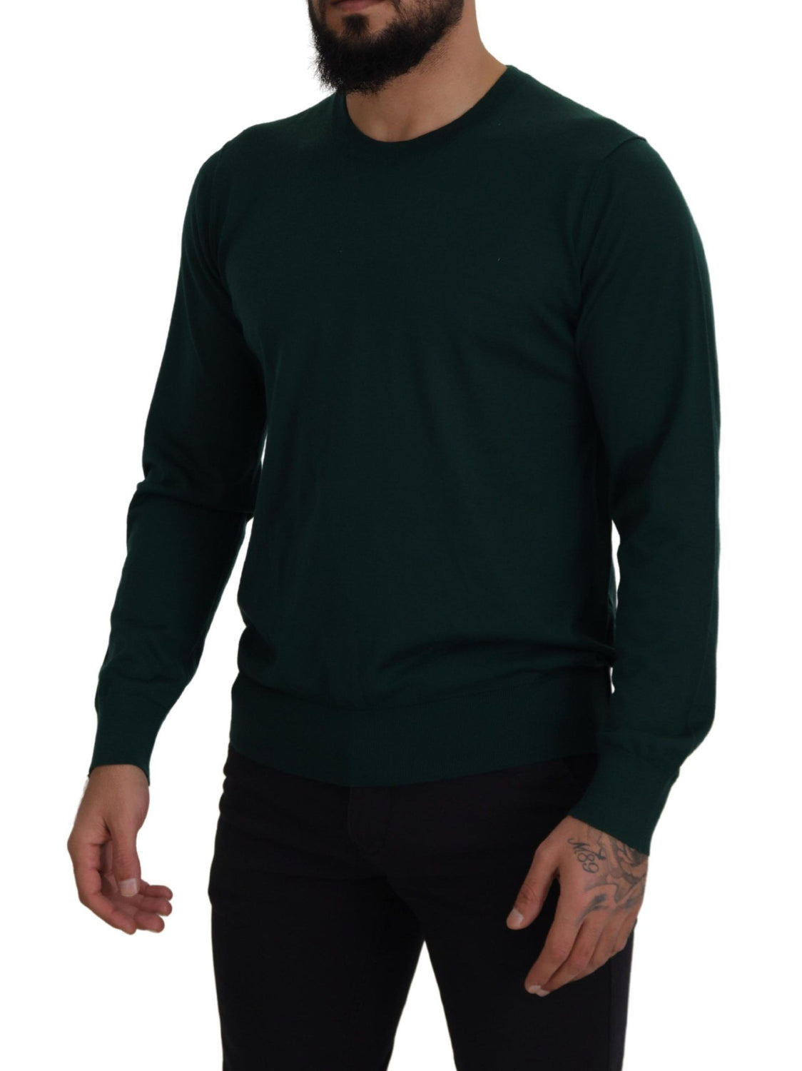 Green Cashmere Crewneck Pullover Sweater