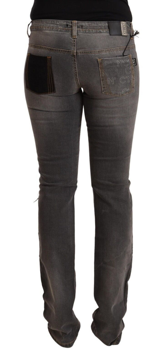 Gray Washed Low Waist Straight Denim Jeans