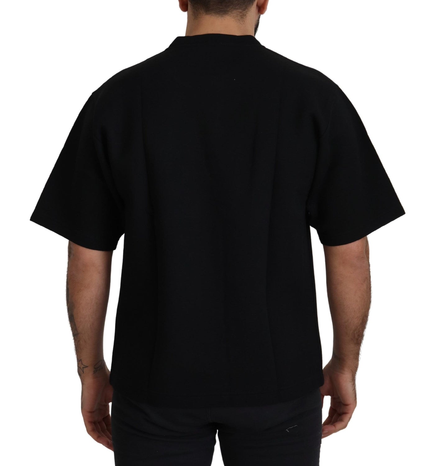 Black Logo Cotton Crewneck T-shirt