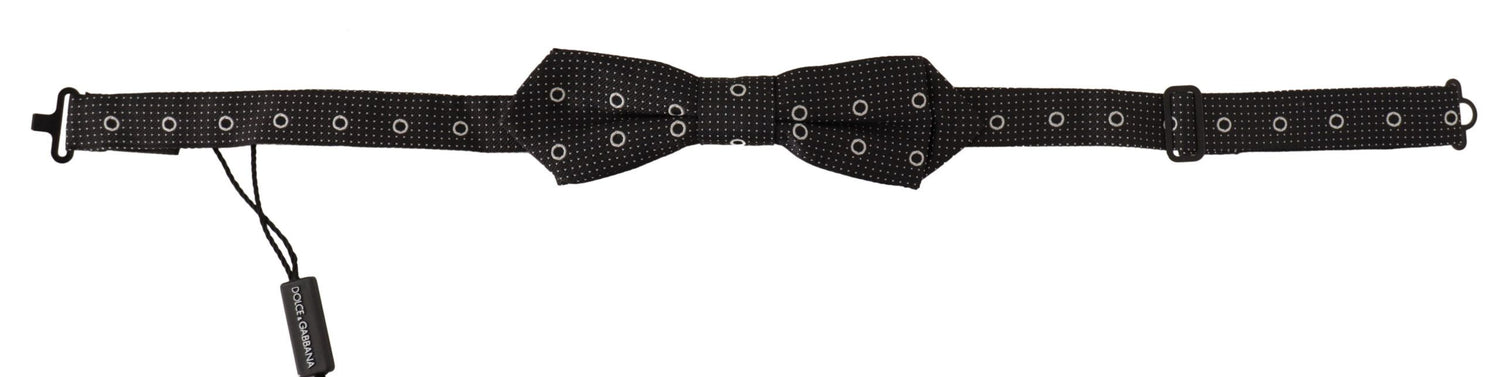Black White Polka Dot 100% Silk Neck Papillon Tie
