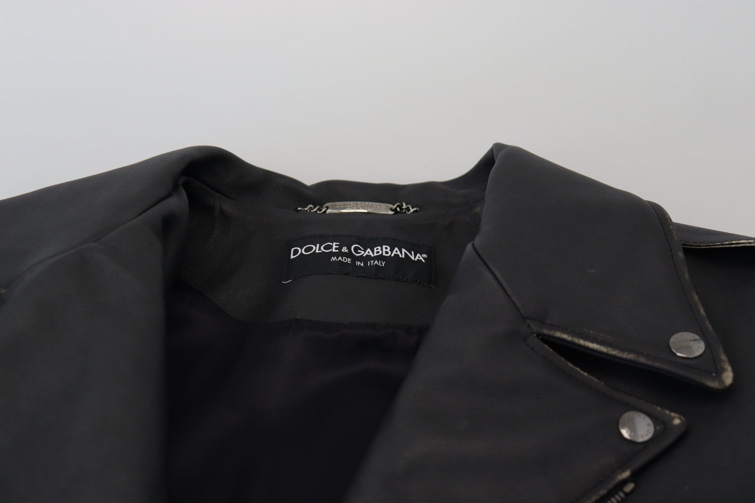 Black Leather Biker Coat Zipper Jacket