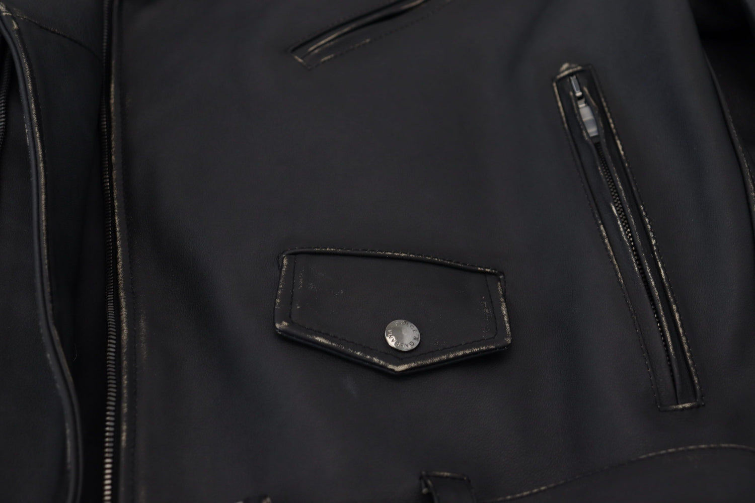Black Leather Biker Coat Zipper Jacket