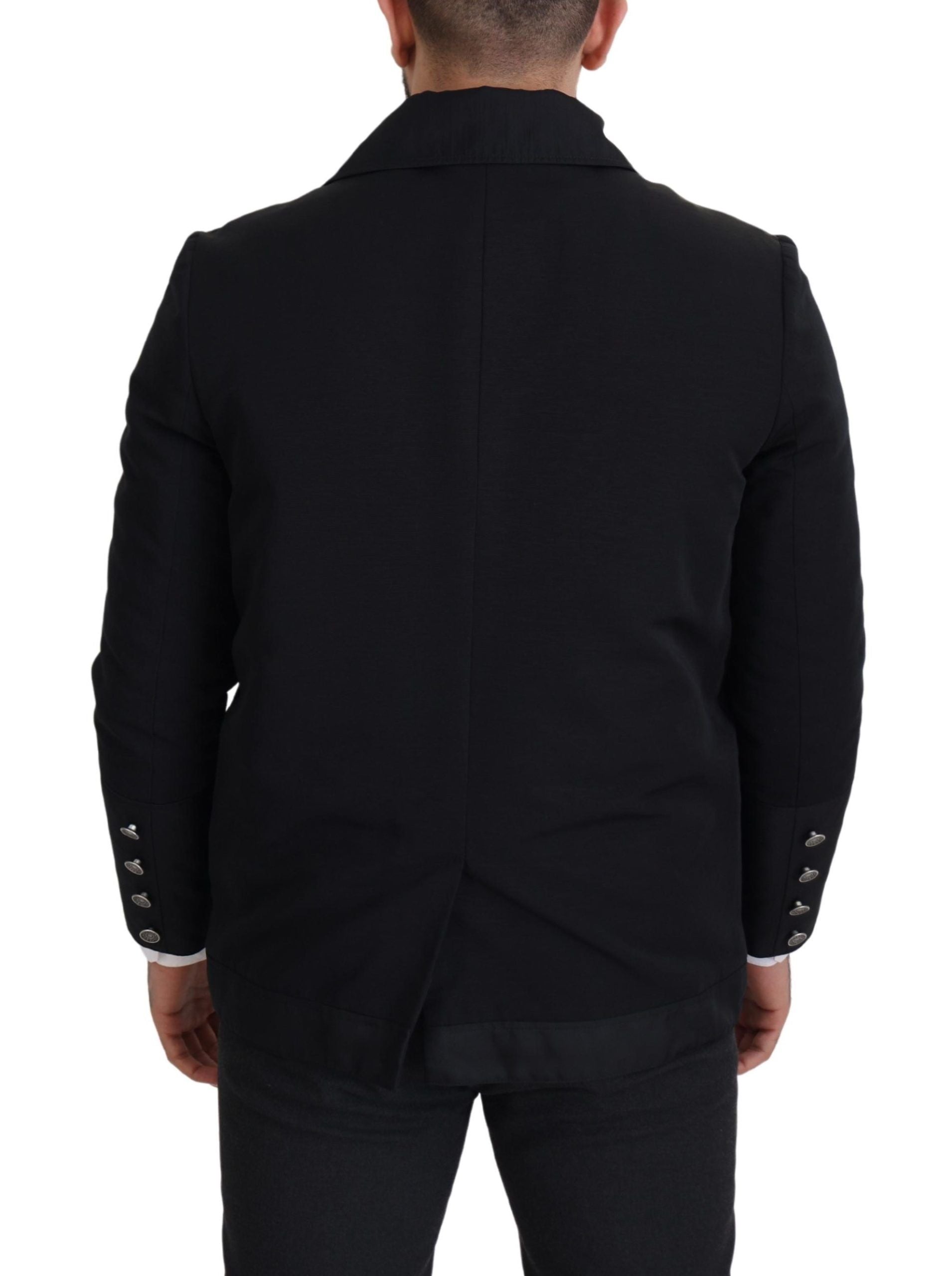 Black Wool Collared Full Zip Jacket