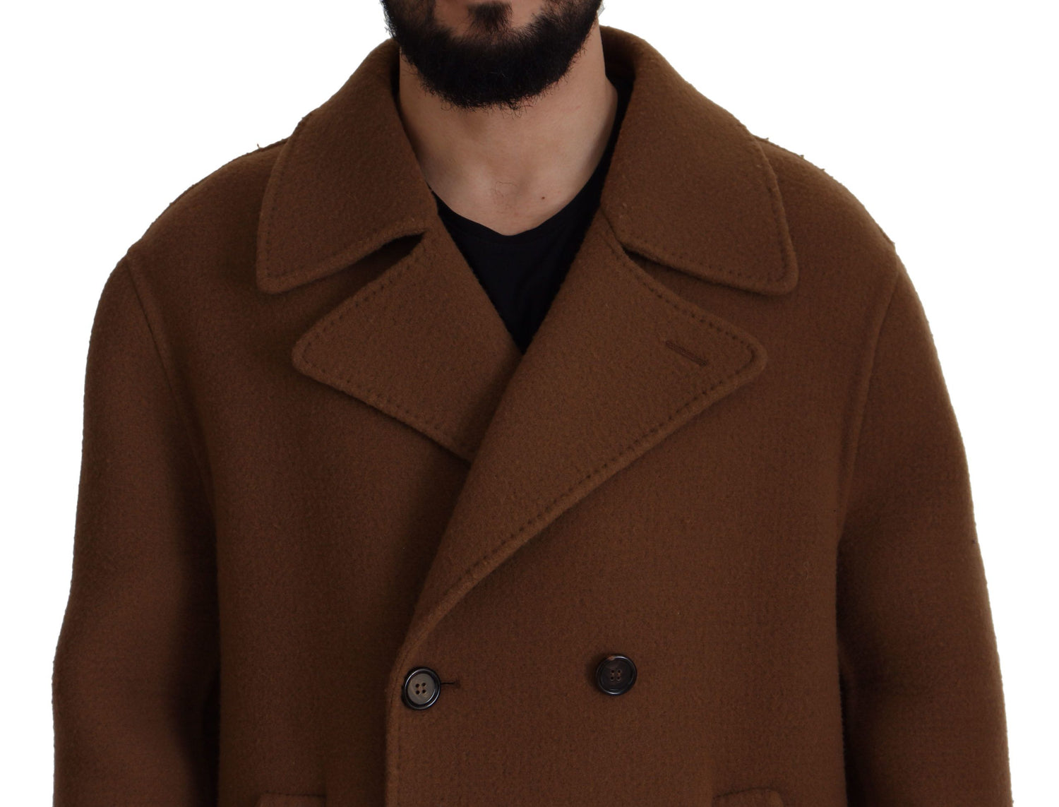 Brown Nylon Double Breasted Coat Jacket