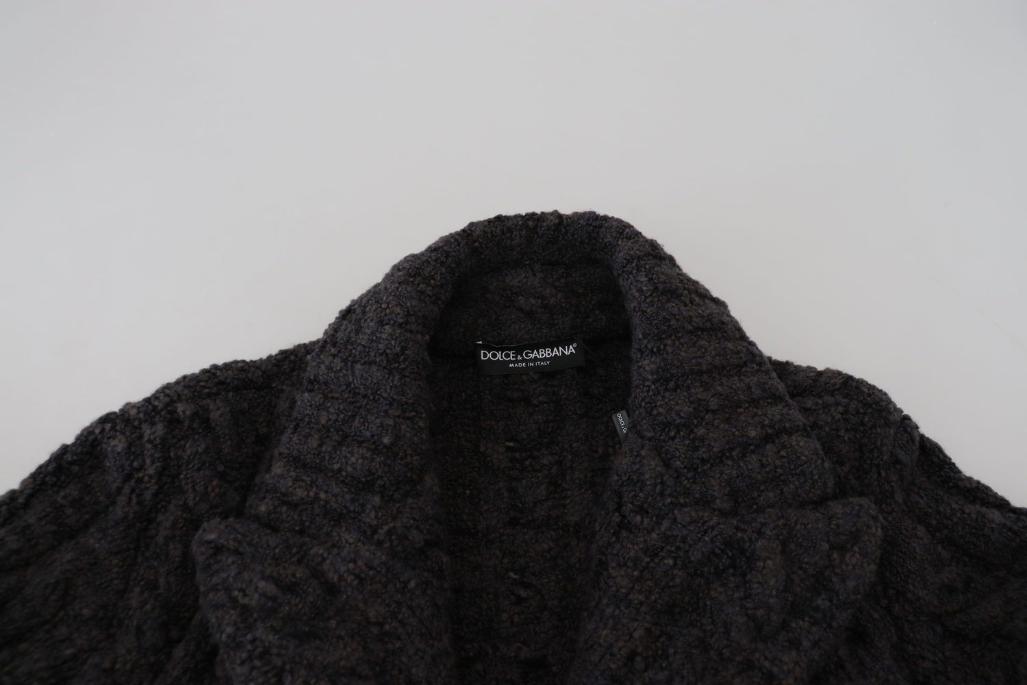 Black Wool Knit Double Breasted Coat Jacket