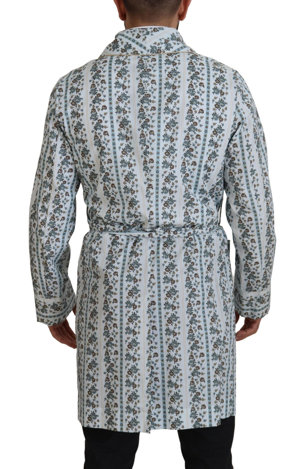 Blue Floral Cotton Robe Coat Jacket