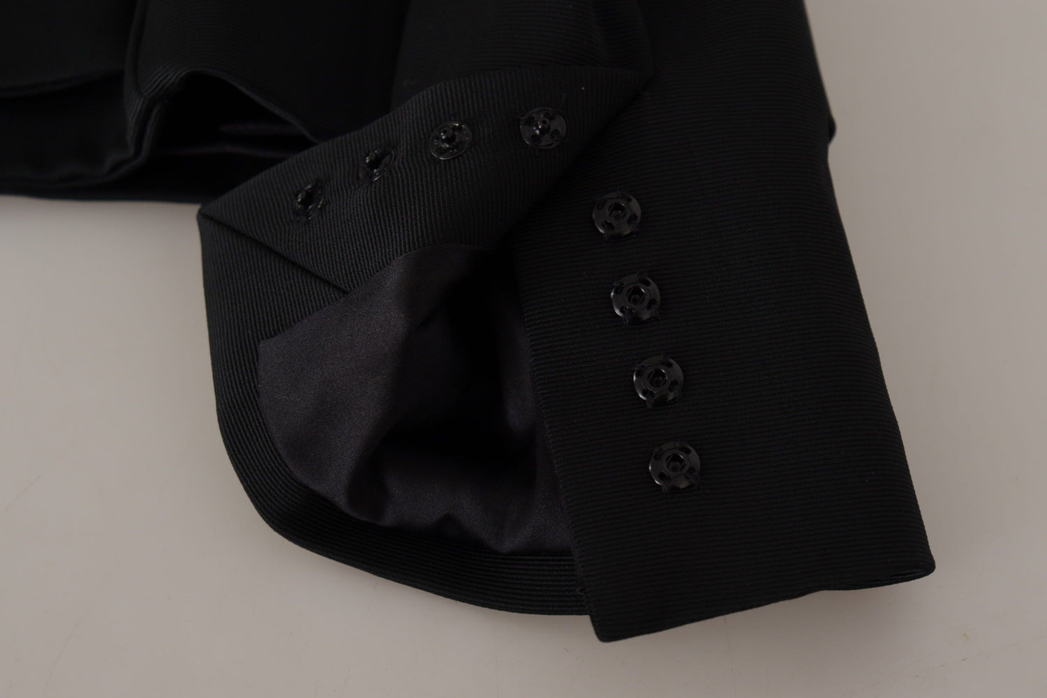Black Slim Fit Long Sleeves Snap Jacket