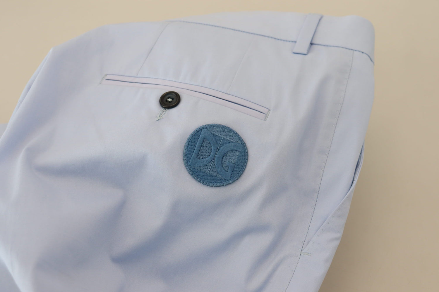 Blue Cotton Stretch Trousers Chinos Pants