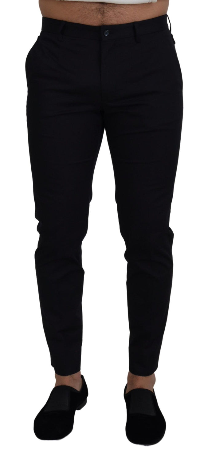 Blue Stretch Cotton Slim Trousers Chinos Pants