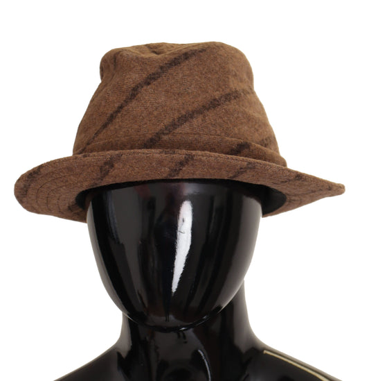 Brown Fedora Striped Print Summer Hat
