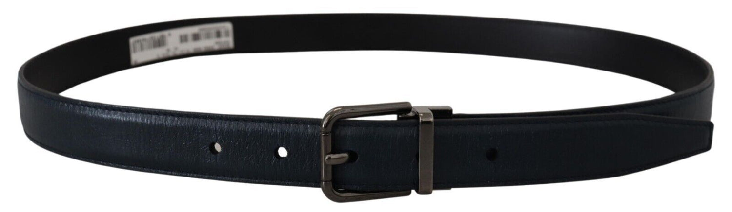 Blue Leather Silver Metal Buckle Vintage Belt