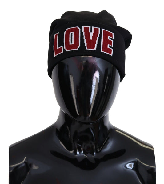 Black Wool Fur Ball DG Love Winter Beanie One Size Hat