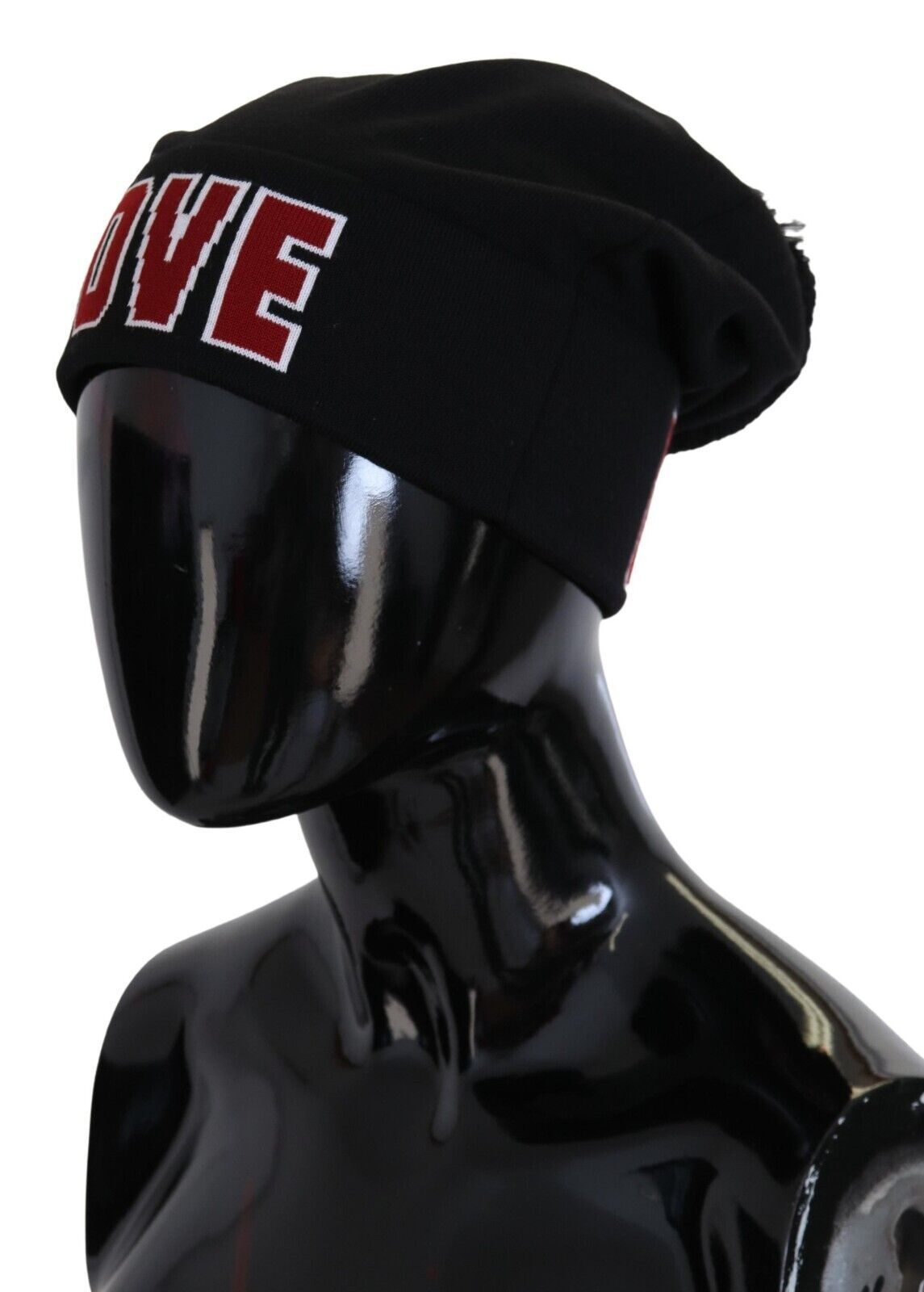 Black Wool Fur Ball DG Love Winter Beanie One Size Hat