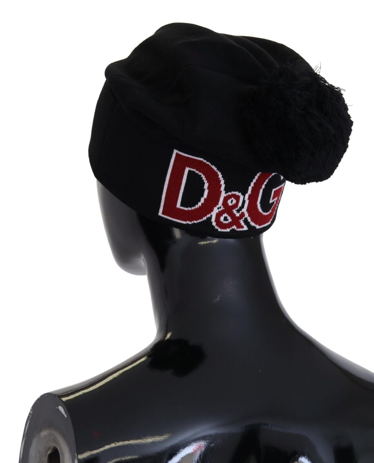 Black Wool Fur Ball DG Love Winter Beanie One Size Hat