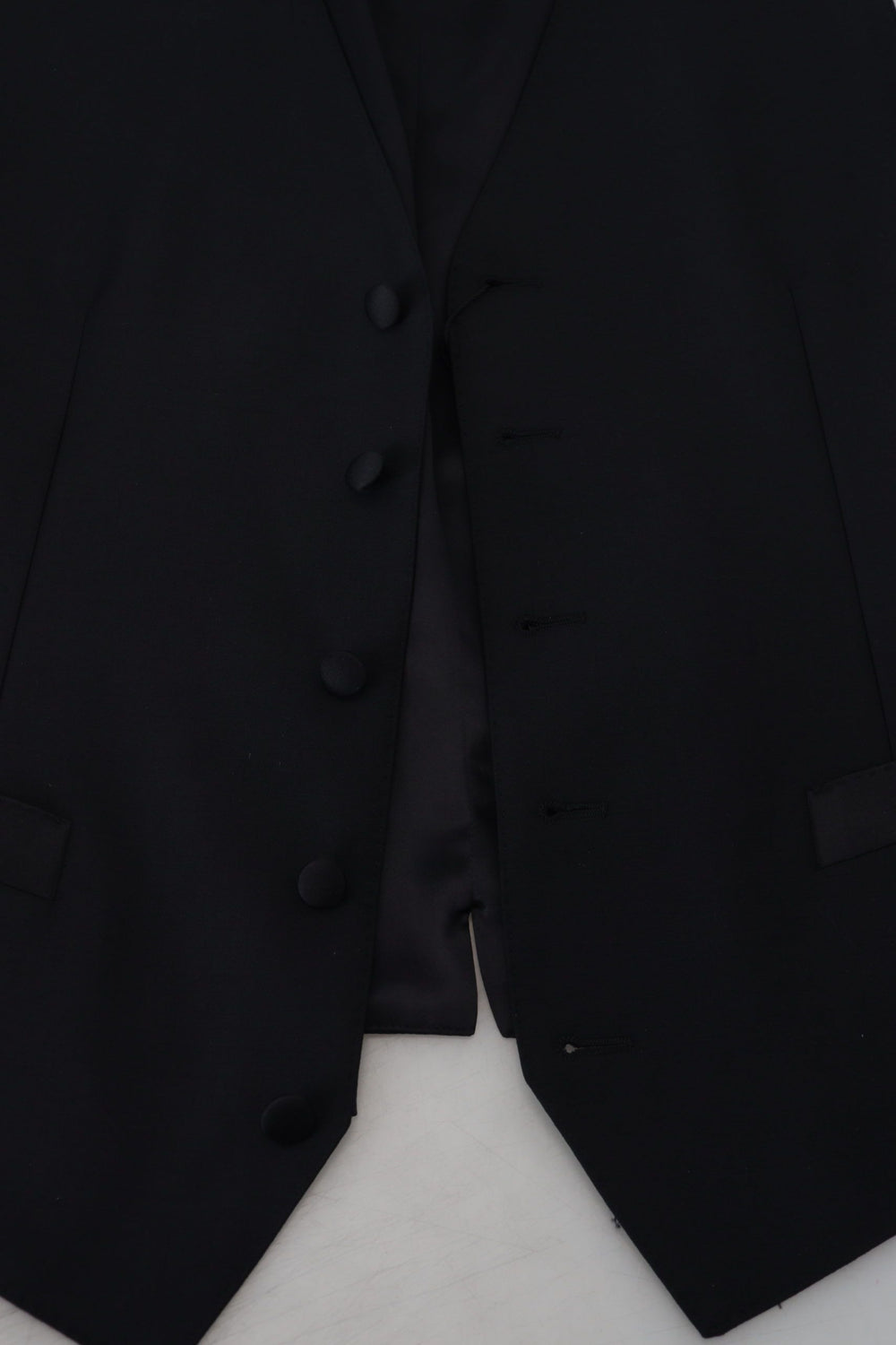 Black Virgin Wool Waistcoat Formal Dress Vest