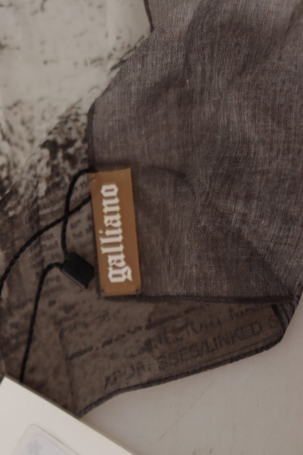 Black Cotton Newsprint Square Wrap Foulard Scarf