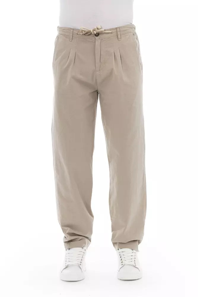 Beige Cotton Men Chino Pant