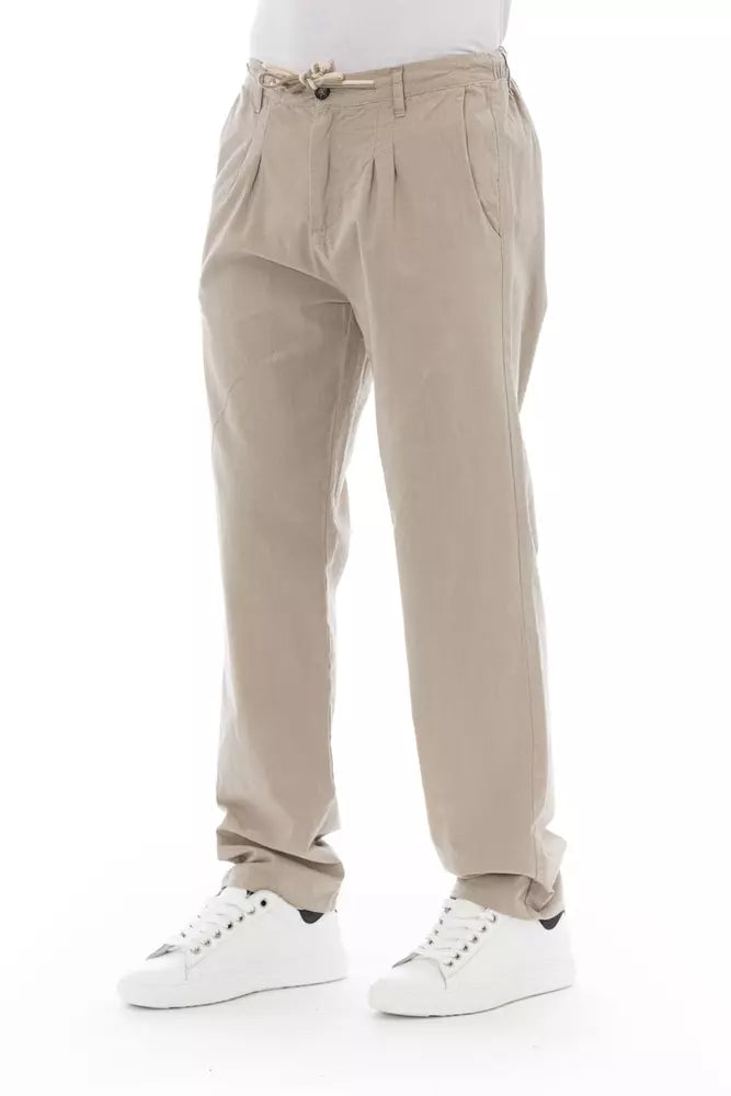 Beige Cotton Men Chino Pant