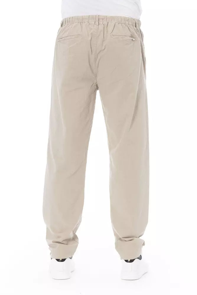 Beige Cotton Men Chino Pant