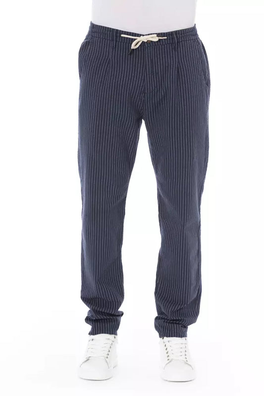 Blue Cotton Mens Chino Pants