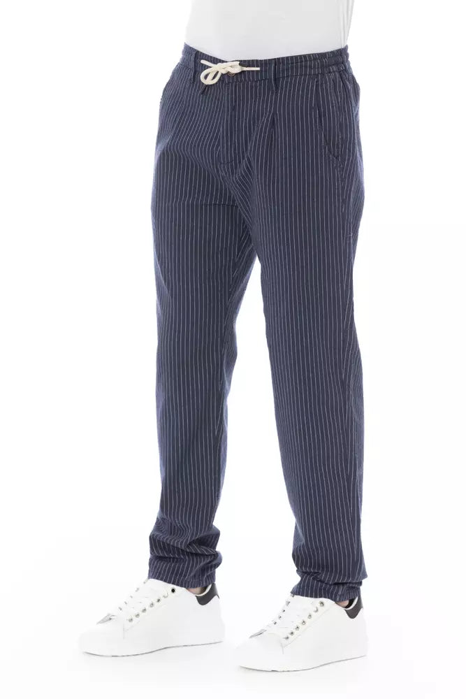Blue Cotton Mens Chino Pants