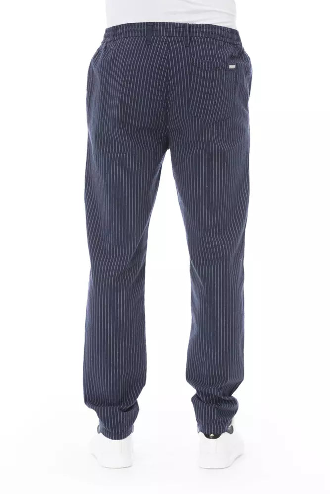 Blue Cotton Mens Chino Pants