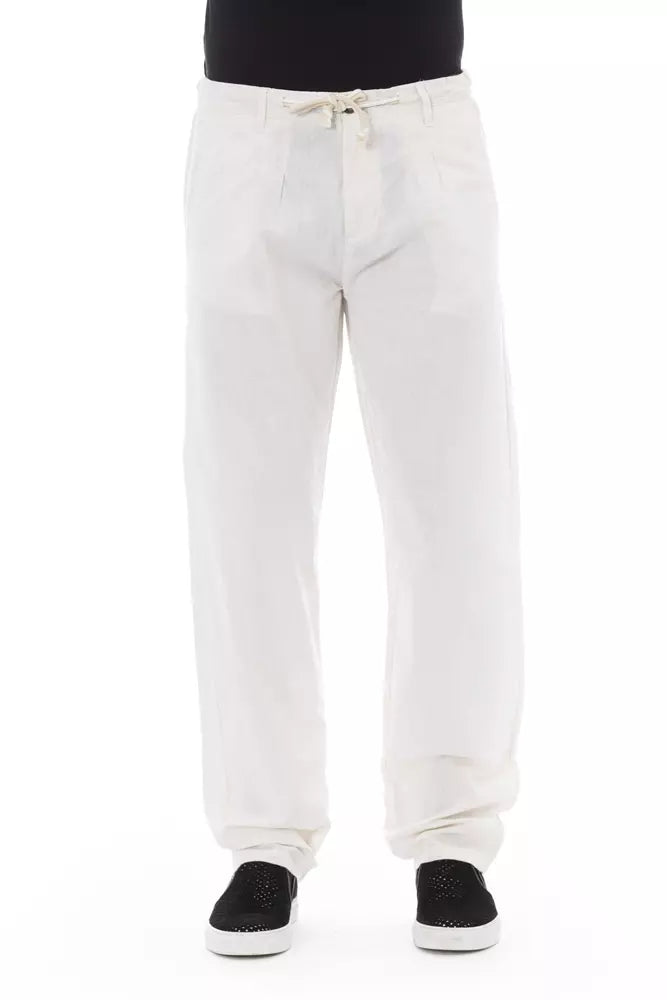 White Cotton Men Chino Pant