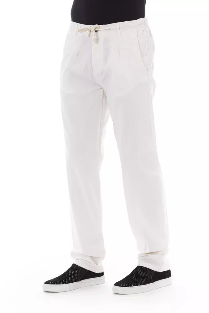 White Cotton Men Chino Pant